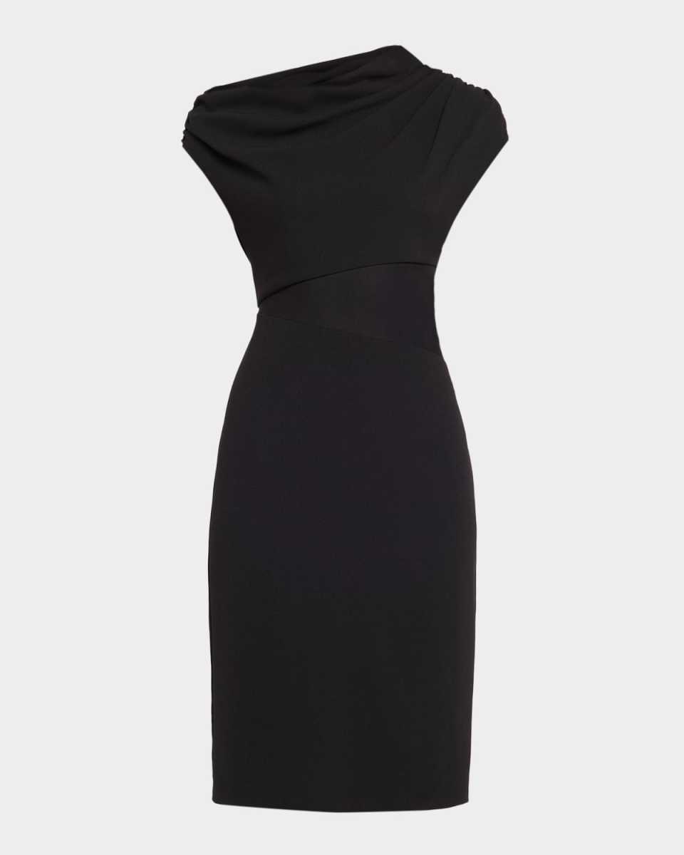 Draped One-Shoulder Jersey Knit Midi Dress